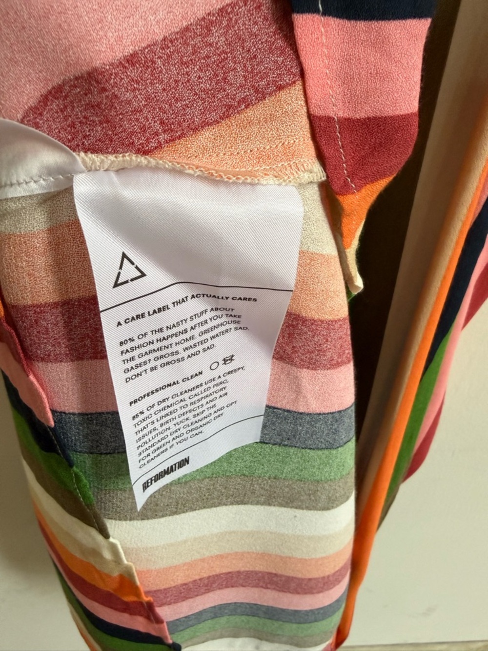 REFORMATION Striped Multicolor Slip Dress Size 4 - Picture 6 of 7